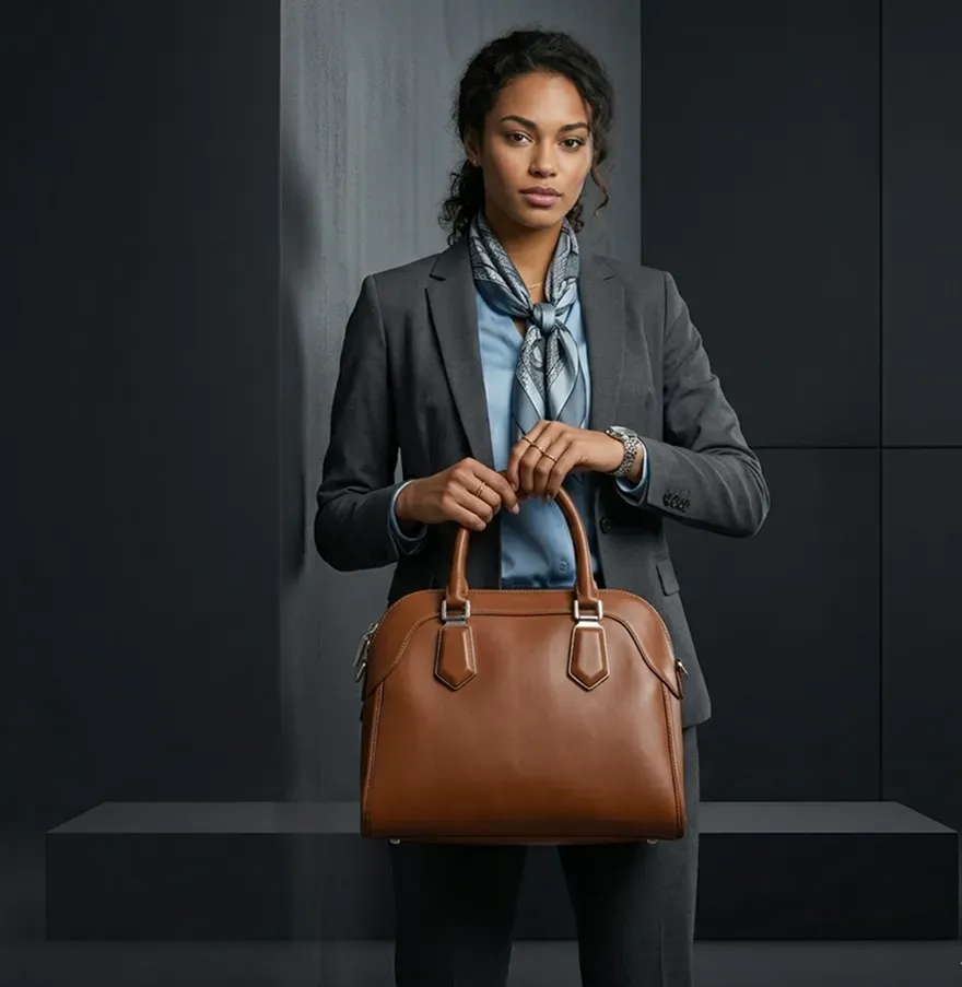 Brown Leather Work Tote