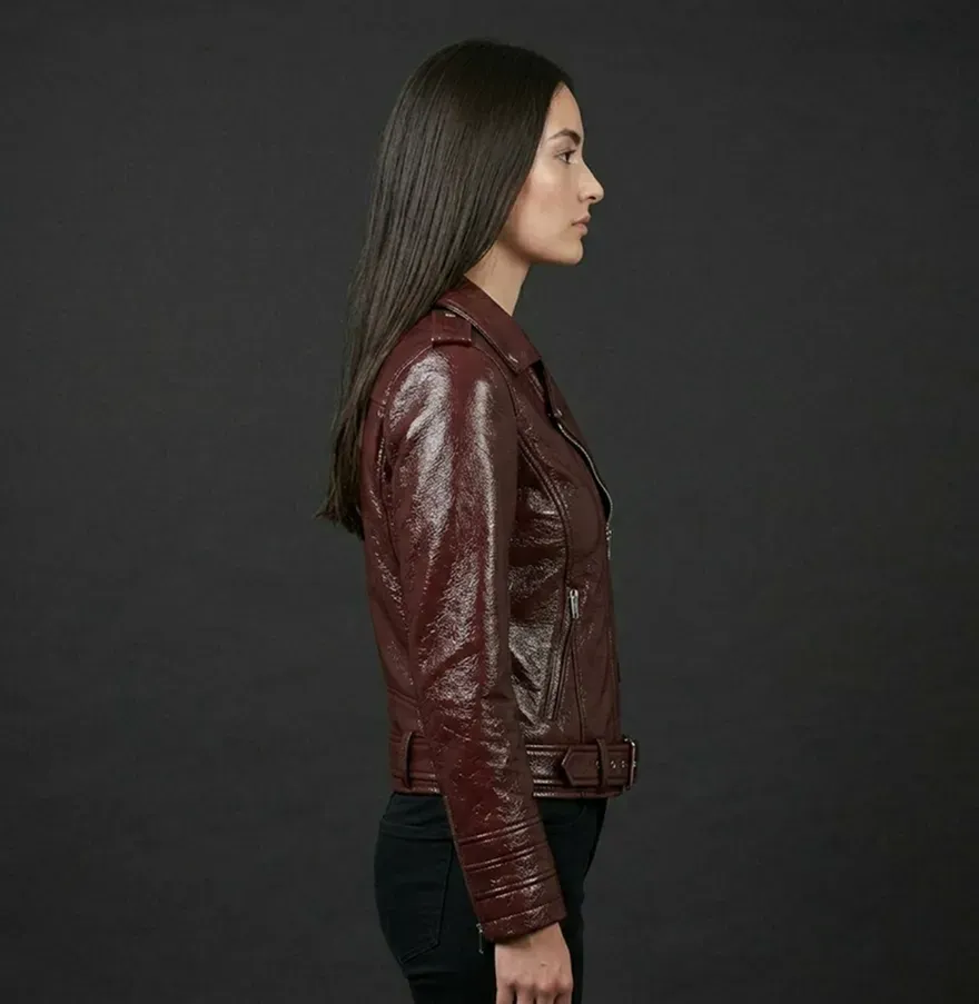 Burgundy Biker Jacket