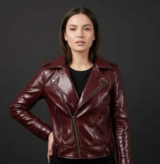Translation missing: en.Burgundy Biker Jacket