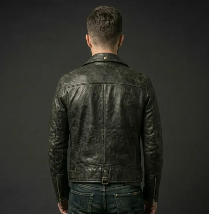 Distressed Black Biker Jacket