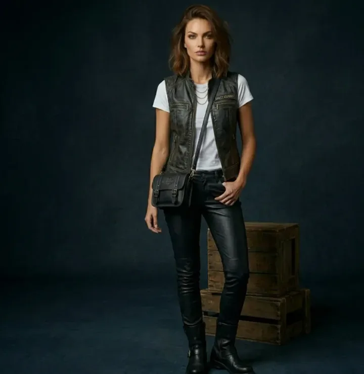 Black Vest & Leather Trousers