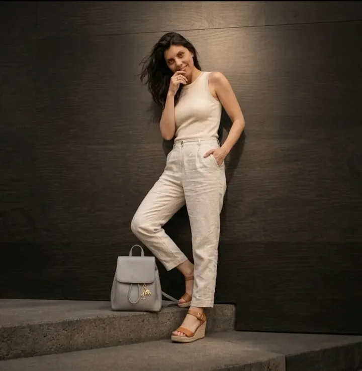 Tan Leather Wedge Sandals