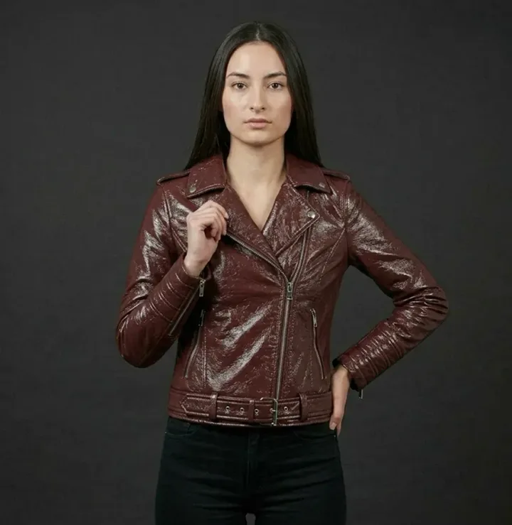 Burgundy Biker Jacket