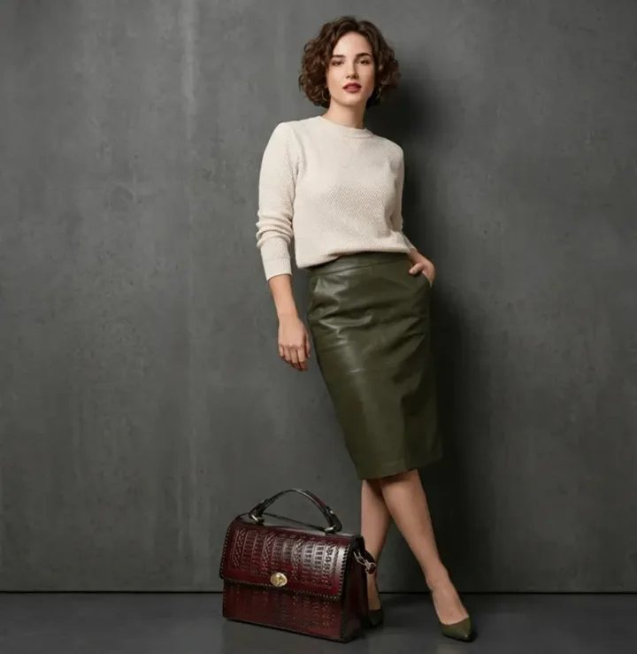 Burgundy Croc-Embossed Bag