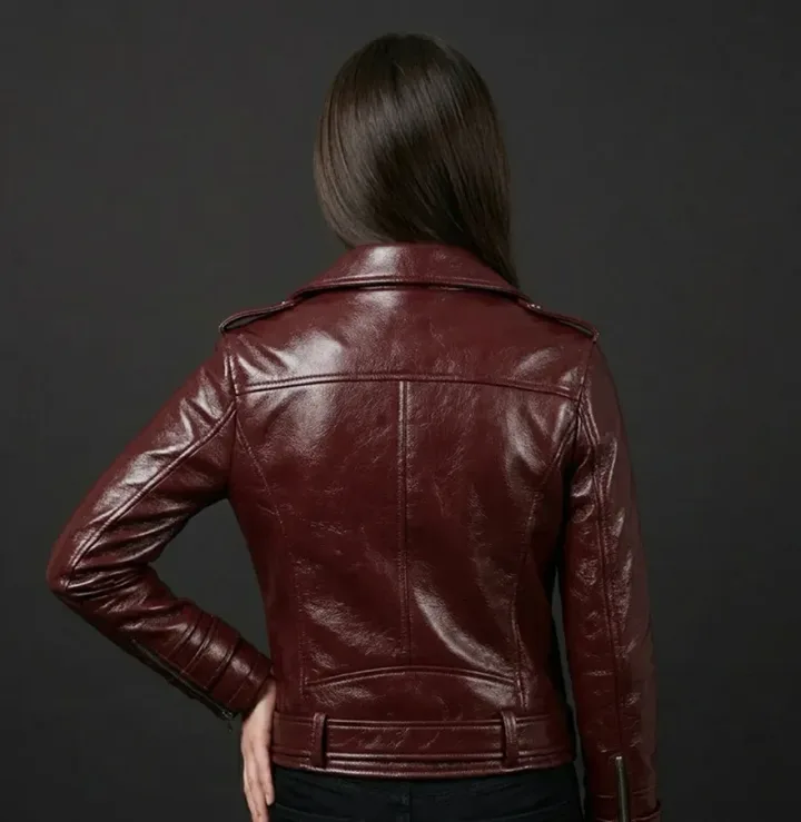 Burgundy Biker Jacket