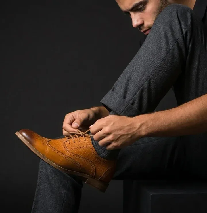 Tan Leather Oxford Shoes