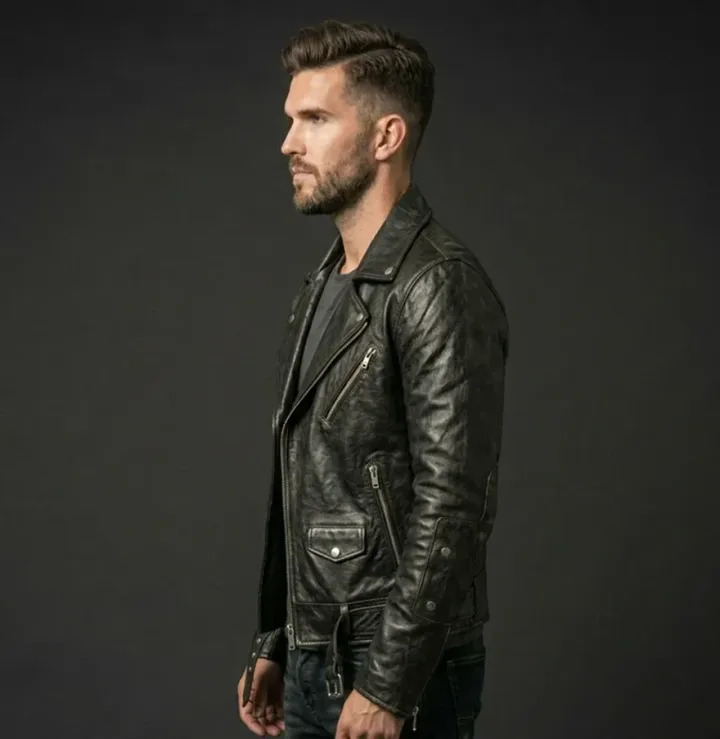 Distressed Black Biker Jacket