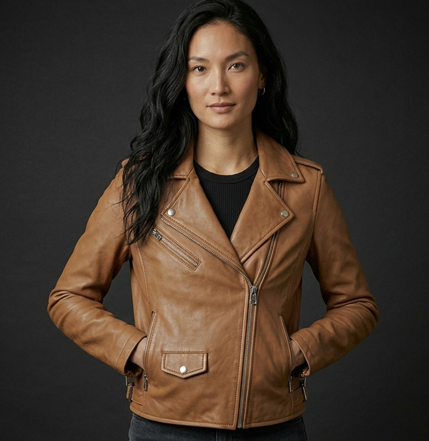 Translation missing: en.Tan Biker Jacket