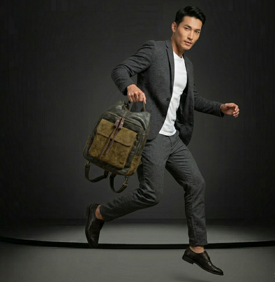 Translation missing: en.Olive Leather Backpack